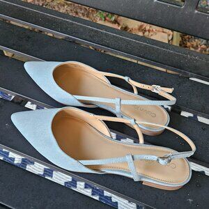 Calvin Klein Womens Stephany 2 Blue Denim Slingbacks Shoes NWOT
